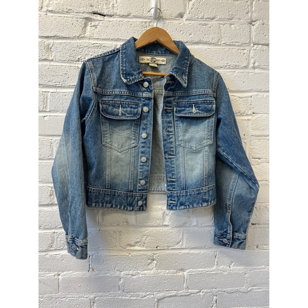Vintage Cropped Denim Jacket Womens S 90s Y2K Casual Minimalist  Rock Star